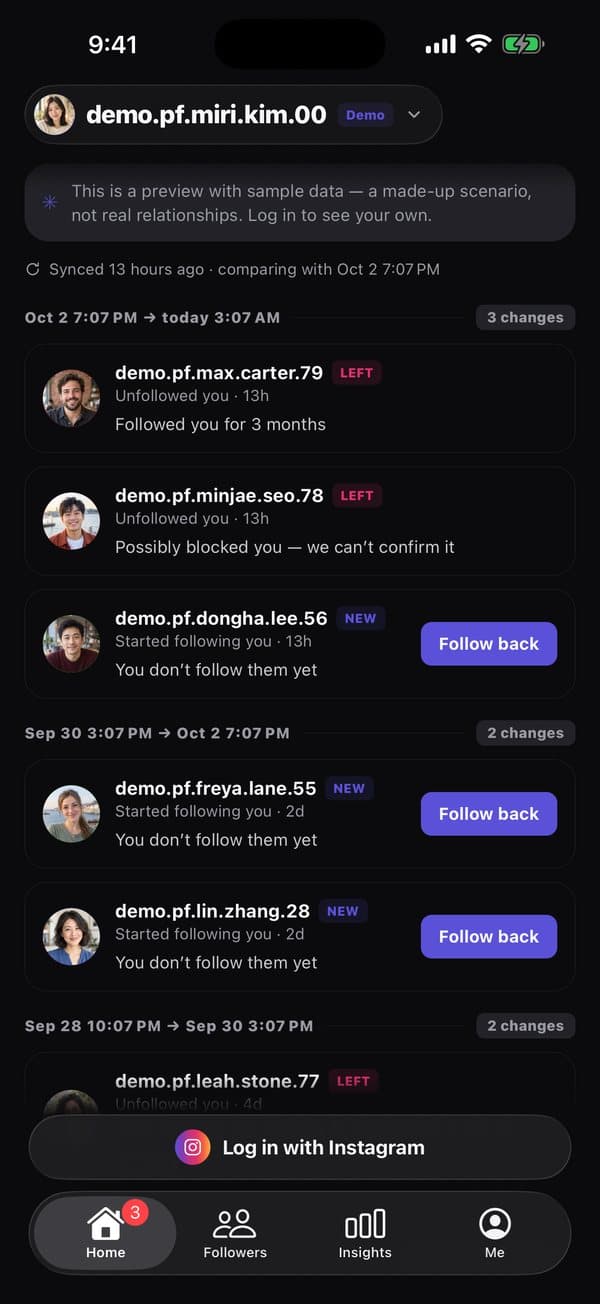 Follower Tracker change log